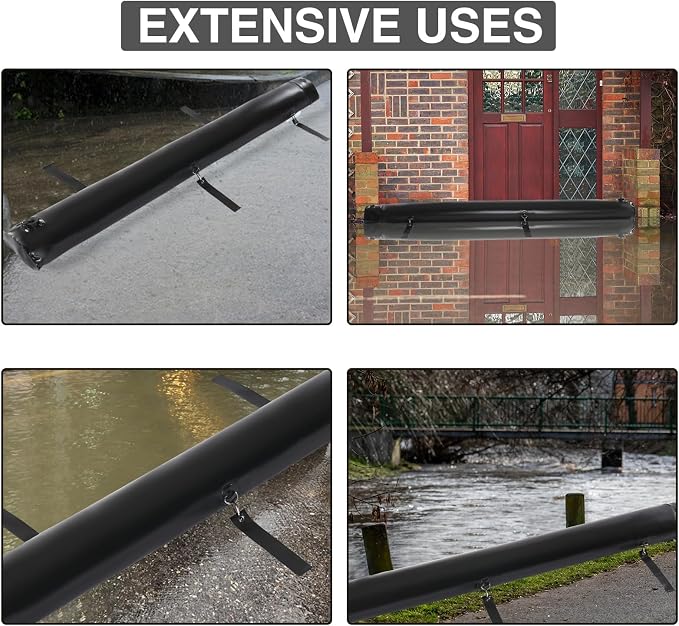 4 Pack 6 ft Flood Barrier for Home, Reusable Outdoor Water Barriers, Water - Image 9