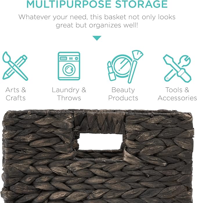 Best Choice Products 13x13in Pack of 5 Cube Storage Baskets, Water Hyacinth - Image 5