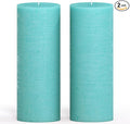 Turquoise Pillar Candles 3x8 Inch – Set of 2 Unscented Dripless Large Candles by CANDWAX