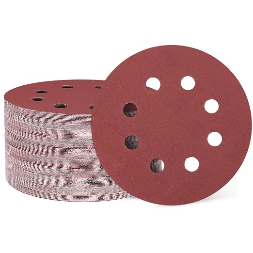 HARFINGTON 150 Pcs 5 Inch Sanding Discs 600 Grit Red Aluminum Oxide 8 Hole | by HARFINGTON