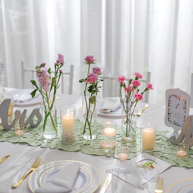 Glass Cylinder Vases Set of 6, Hewory Tall Clear Vase - Image 4