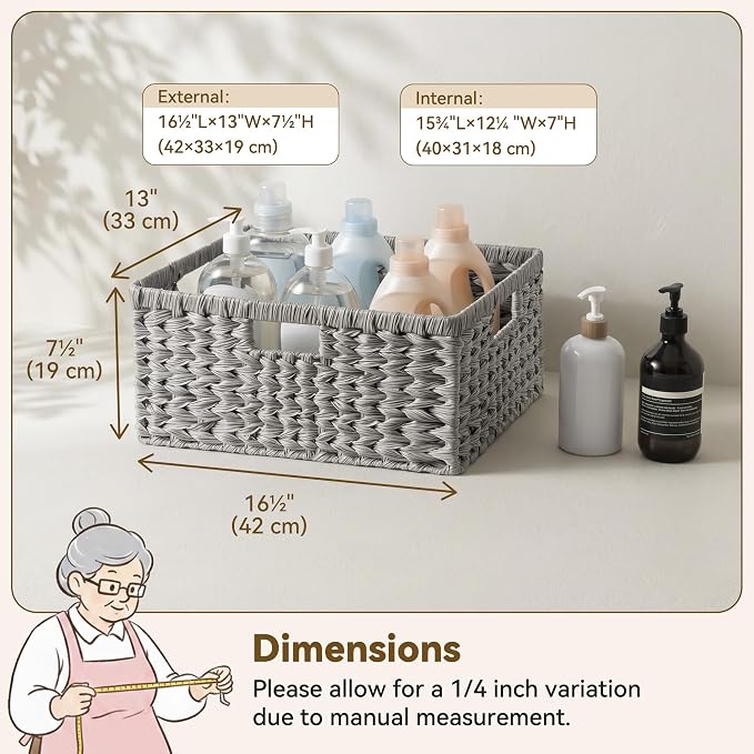 GRANNY SAYS Wicker Baskets for Organizing, Waterproof Pantry Basket, Large - Image 7