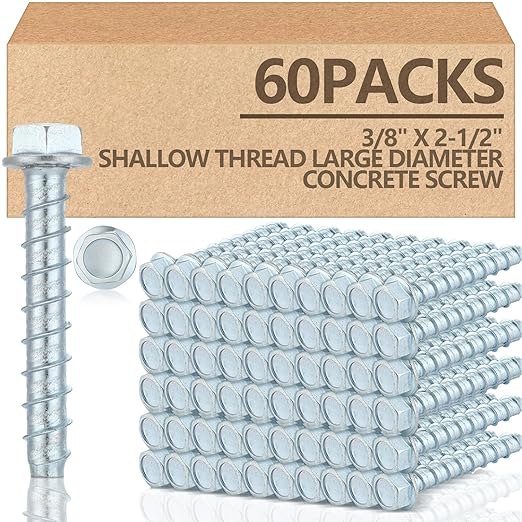 Tandefio 60 Pack 3/8 x 2-1/2" Concrete Anchors and Screw Kits Galvanized | by Tandefio