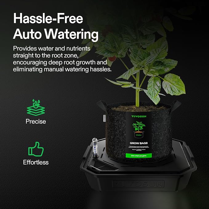 VIVOSUN 8-Pack FlexFeed Self-Watering Pots, Auto Irrigation Fabric Pot Base - Image 2