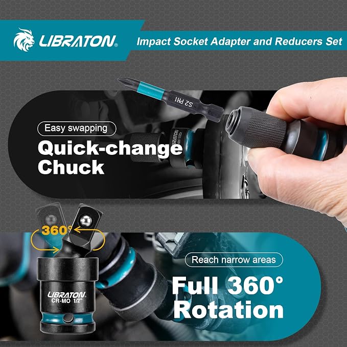 LIBRATON Impact Socket Adapter and Reducer Set 11PCS, Socket Adapters | Blow - Image 6