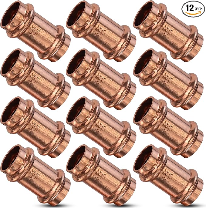 12PK Copper Press Fittings 3/4 inch Copper Coupling by JIANBENKJ