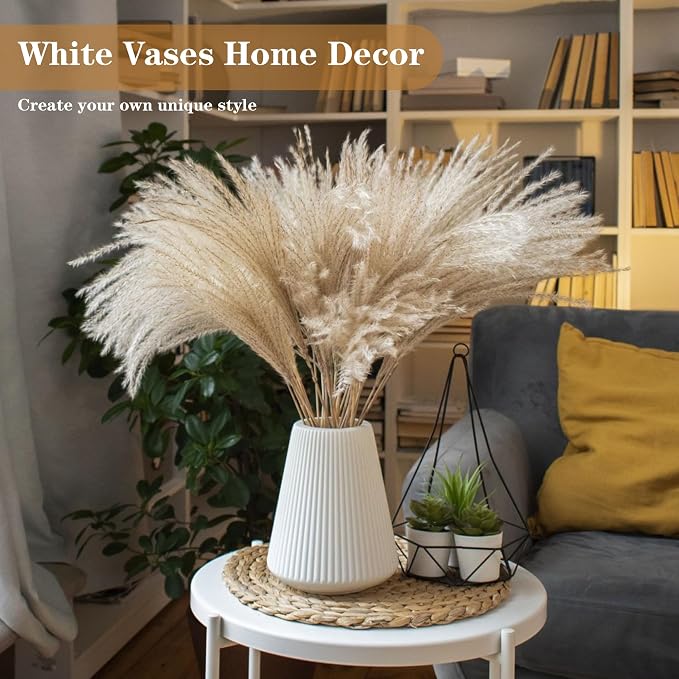 White Ceramic Vase, GUKJOB Small Cute Flower Vase - Image 2