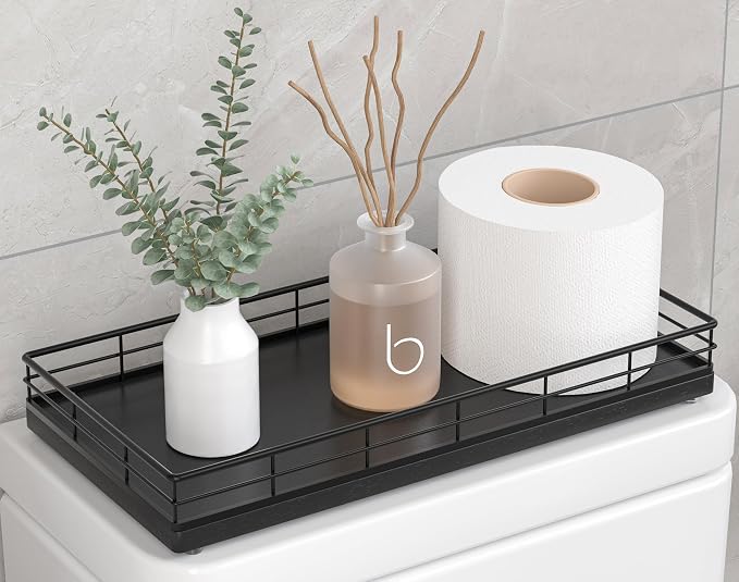 Toilet Paper Basket Organizer, Oak Wood Toilet Tank Tray by Focusonit