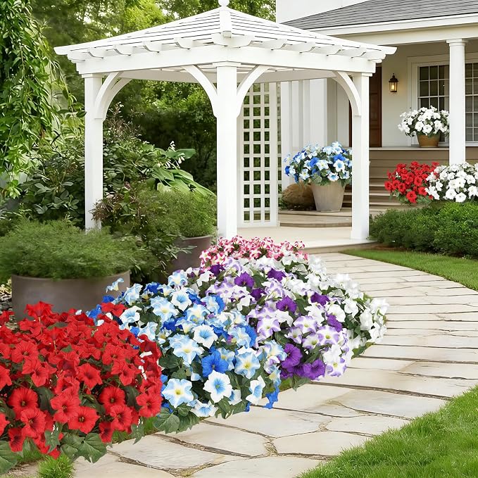 Artificial Flowers for Outdoors, Faux Petunias Spring Summer Decoration - Image 7