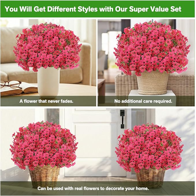 13 Bundles Artificial Flowers for Outdoors Summer Decoration | Silk Realistic - Image 5