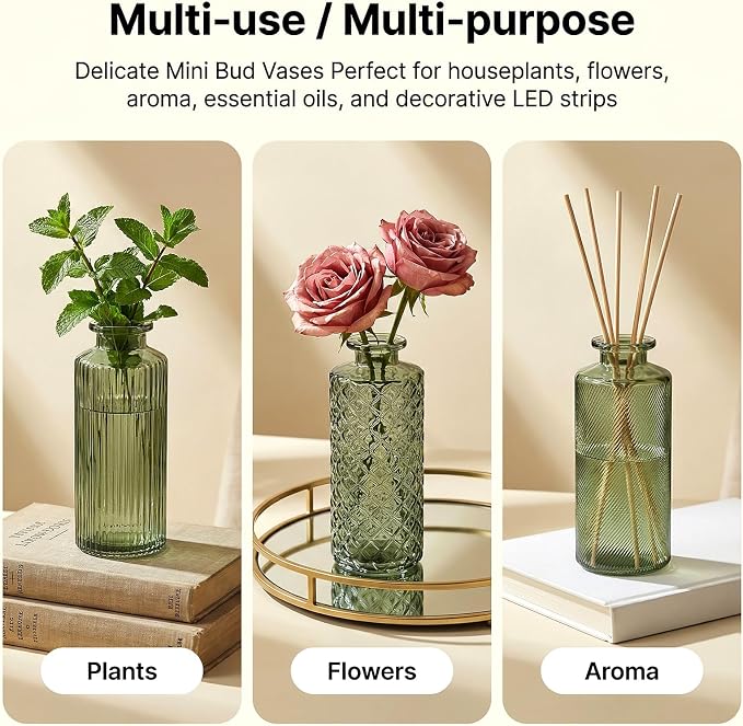 Glass Bud Vases 30 Pack, Small Green Flower Vases - Image 4