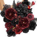 Serwalin Burgundy Black Artificial Flowers Combo, Silk Flowers by Serwalin