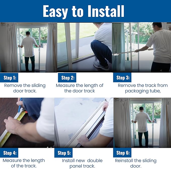 KC Hardware Sliding Door Double Track Replacement 60 Inch White Vinyl Patio - Image 4