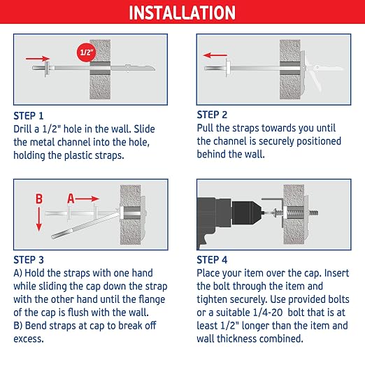 1/4" Heavy Duty Toggle-Bolt Strap Drywall Anchors w/ 12 Steel Threaded Studs - Image 5