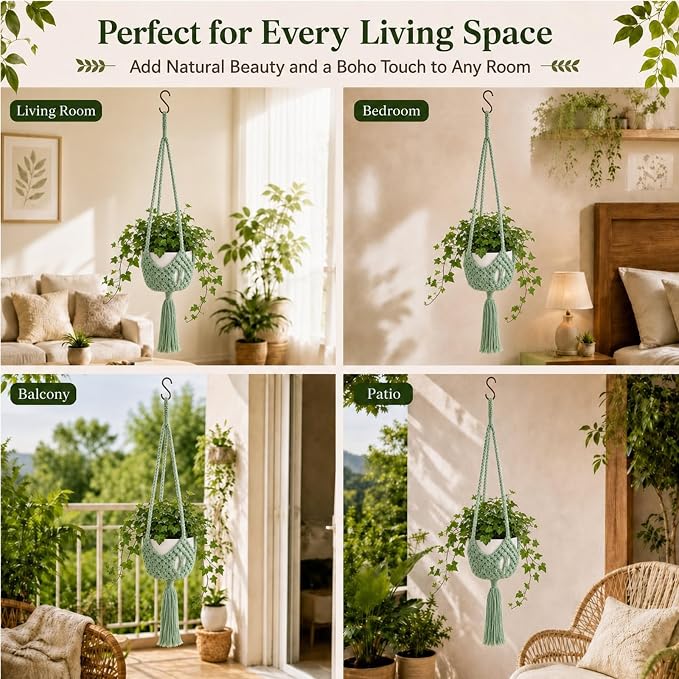 Shappy 1 Pack Boho Macrame Plant Hanger - Image 2
