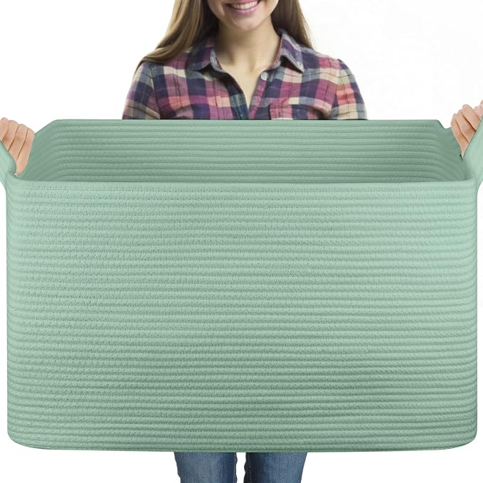 OIASKET 95L Extra Large Blanket Basket, Rectangle Nursery Blanket Storage by OIASKET