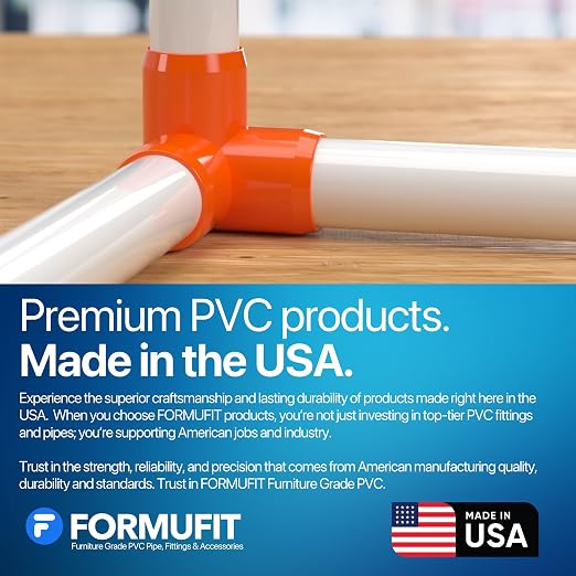 1" 3-Way Elbow Furniture Grade PVC Fitting in Orange, Made in USA, UV-Resistant - Image 7