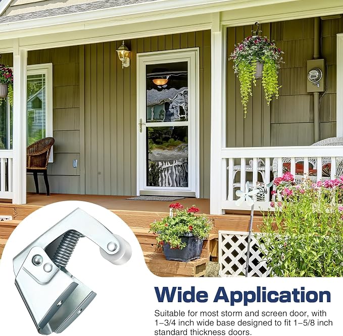 Dreyoo 1 Pack Screen and Storm Door Catch, 1-3/4 x 1-5/8 in, Sliver | Spring - Image 3