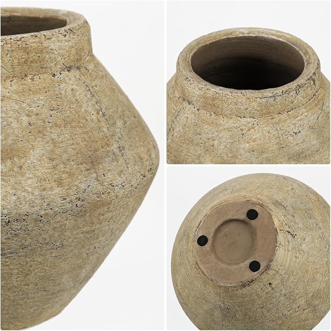 Briful Rustic Ceramic Vase 6'' Decorative Farmhouse Table Vase, Coffee Table - Image 6