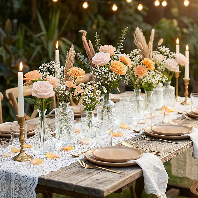 12 Pcs Clear Bud Vases Set, Small Vintage Glass Clear Bud Flower Vases Bulk - Image 4