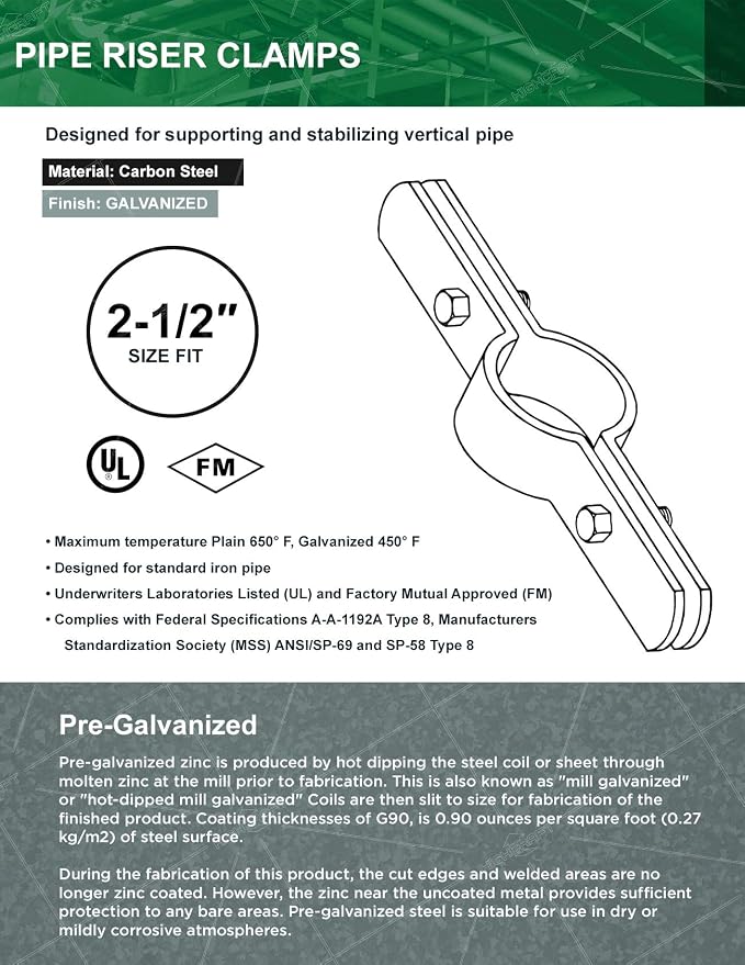 Highcraft DMST-H212 Riser Clamp; Vertical Pipe Hanger - Image 7