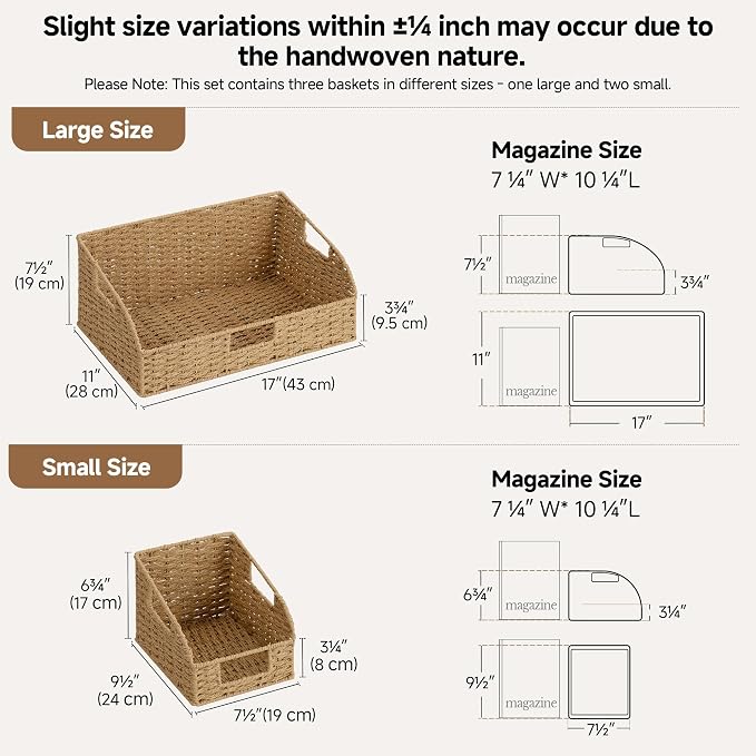StorageWorks Paper Rope Shelf Baskets, Pantry Storage Baskets, Wicker Baskets - Image 2