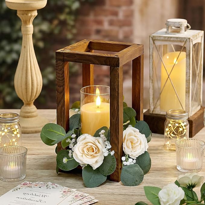 18 Pcs Wooden Lantern Centerpiece | Wedding Lantern Candle Holder - Image 5