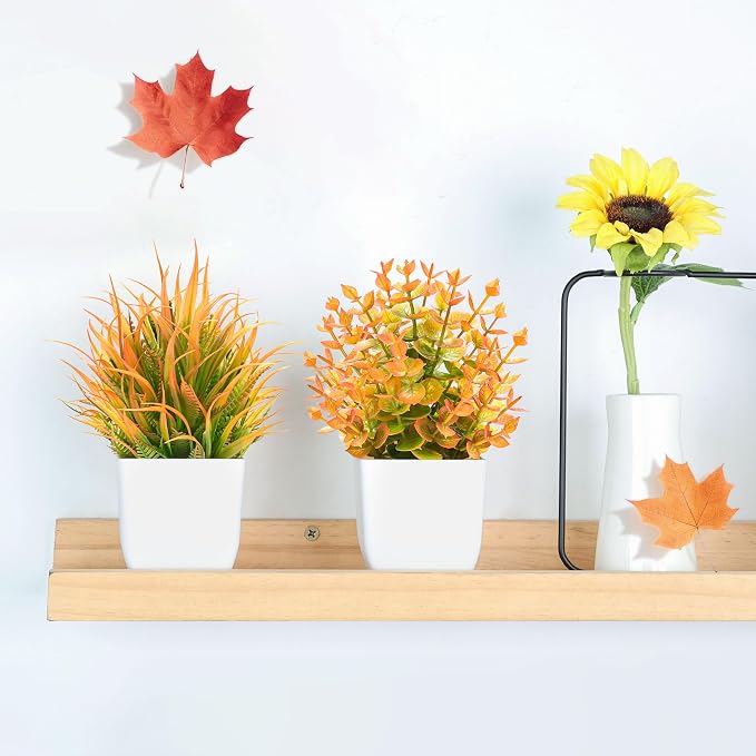 Der Rose 2 Pack Fake Plants Orange Mini Plants - Image 5