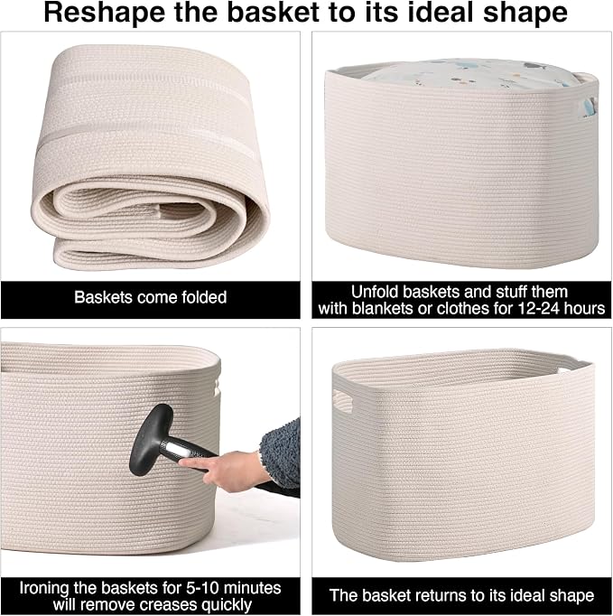 ICERZCZ White Laundry Basket, Blanket Baskets - Image 7