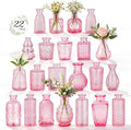 22 Pack Pink Glass Bud Vases, Vintage Small Flower Vases by RUCKAE