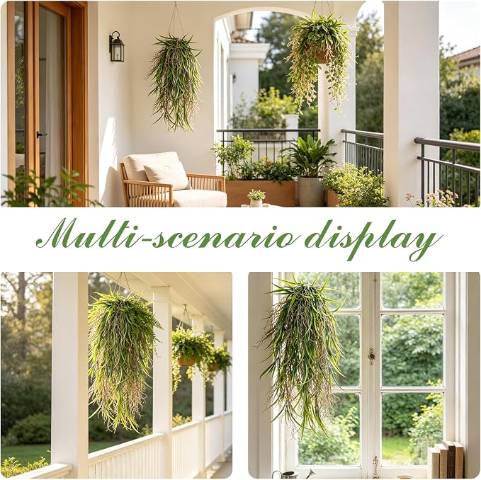4Pcs Fake Hanging Fern Plants for Outdoors, UV Resistant Artificial Ferns - Image 4