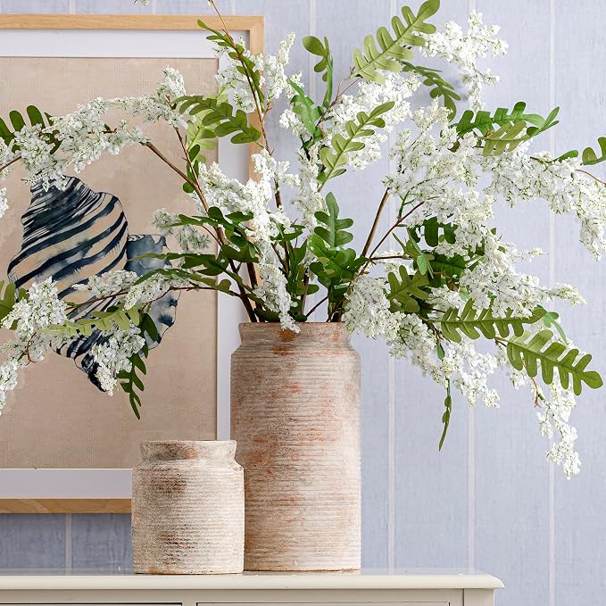 Ceramic Flower Vase 7.5 inch Farmhouse Rustic Vase - Image 7