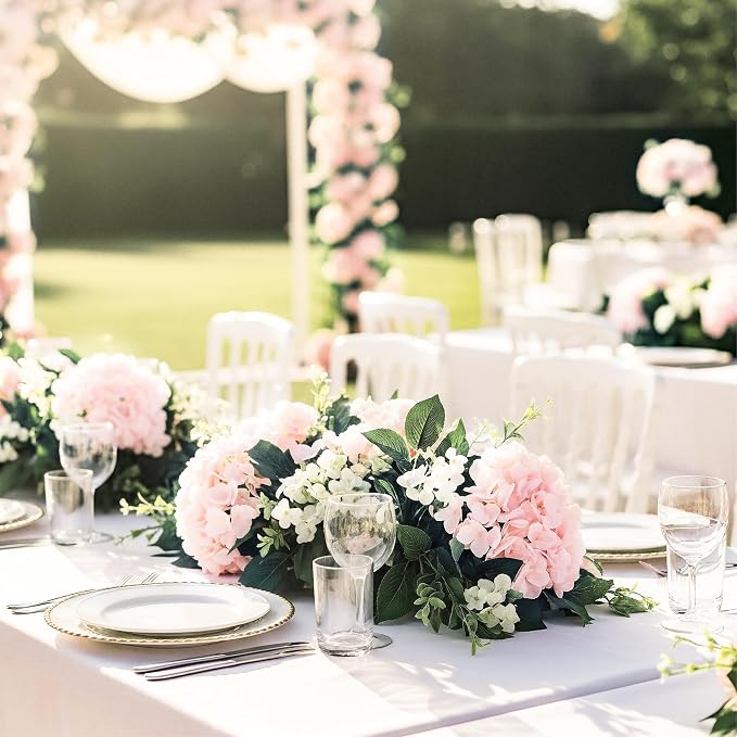 Auihiay 64Pcs Pink Hydrangea Artificial Flowers Bulk, Silk Hydrangeas | - Image 7