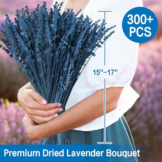 Glicrili Dried Lavender Flowers Real Stems Blue Bouquet - Image 3