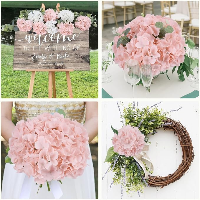 AVIVIHO 65pcs Fake Flowers Blush Hydrangea Artificial Flowers Bulk Silk Flowers - Image 5