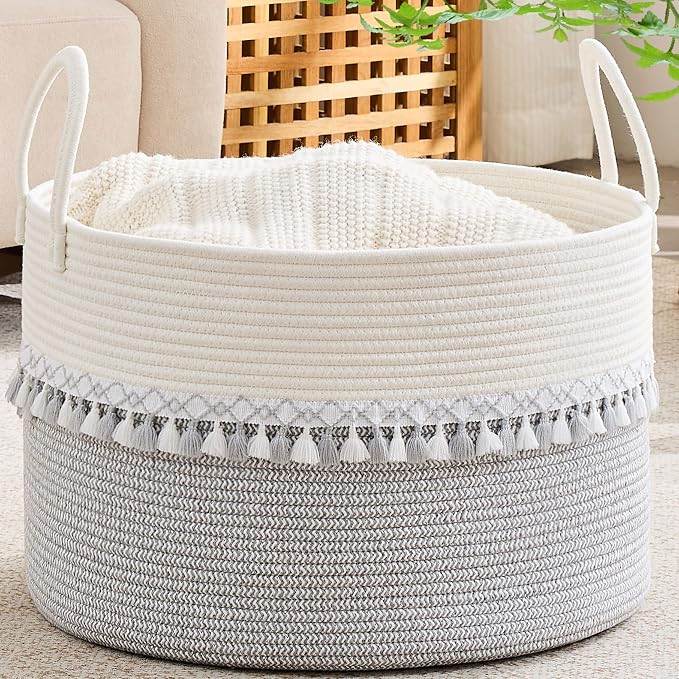 KAKAMAY Large Blanket Basket by KAKAMAY