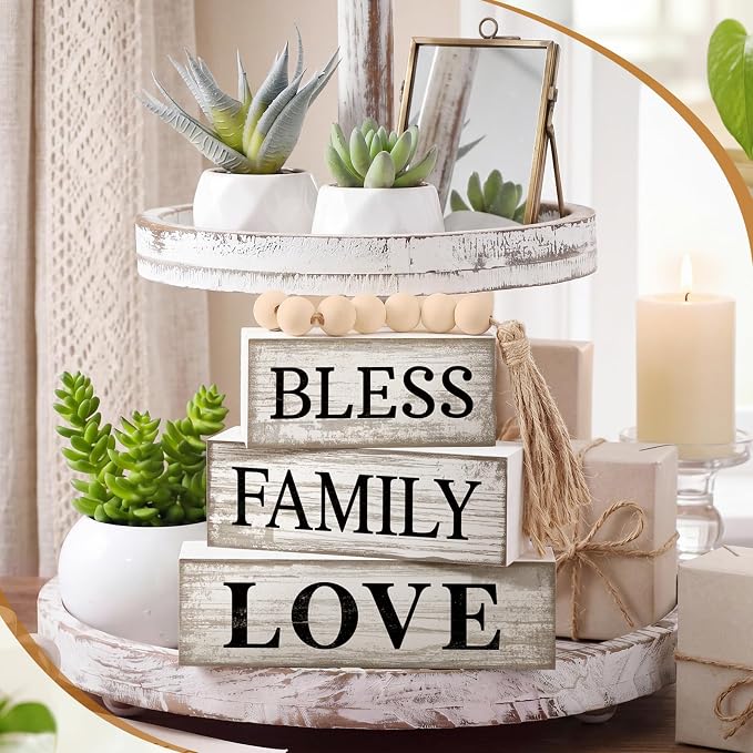 Conelist 4 Pcs Farmhouse Table Decoration Home Sweet Decor, Bless | This is Us - Image 5