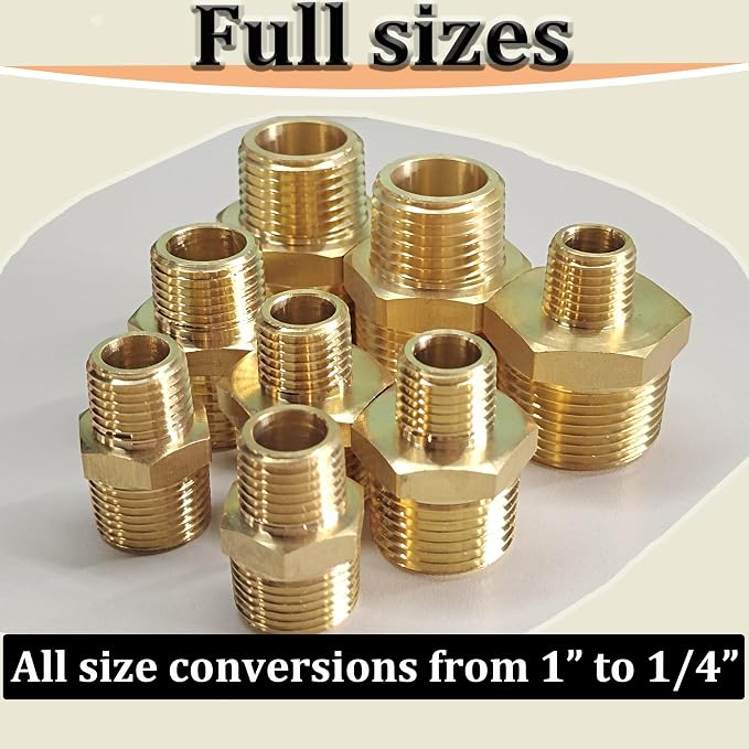 3/4" x 1/2" NPT Male Threaded Reducing Nipple Pipe Fitting Adapter, Brass 3/4 - Image 7