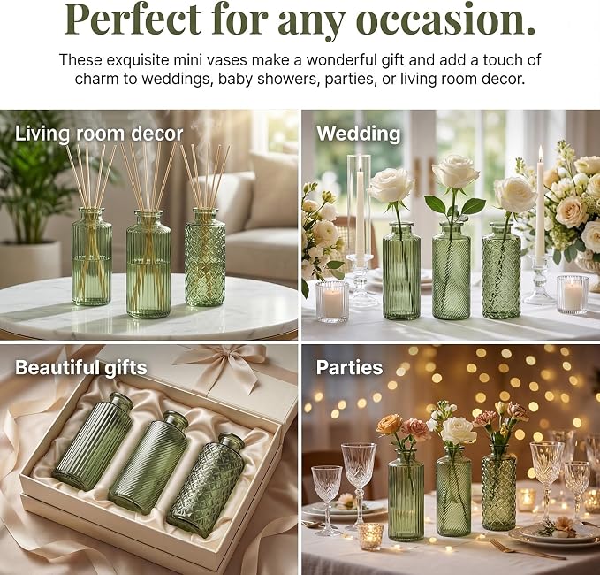 Glass Bud Vases 30 Pack, Small Green Flower Vases - Image 5