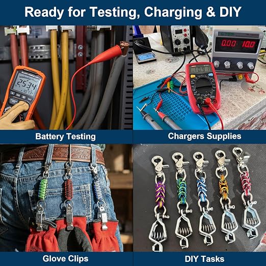 25 Amp Heavy-Duty Alligator Test Clips 6 Pack | Electrical Battery Clamps - Image 8
