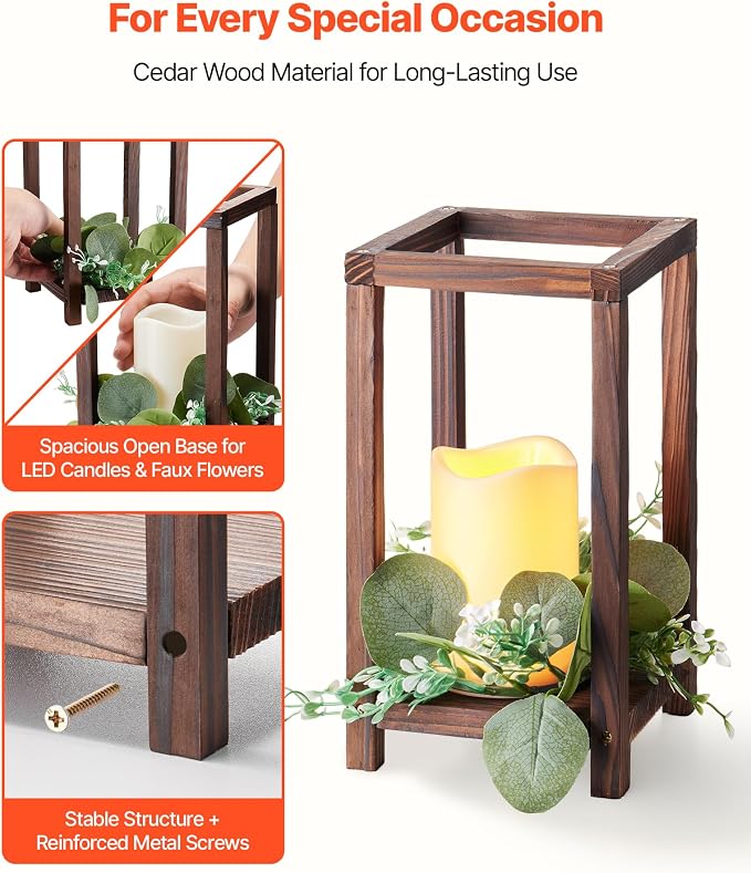 VEVOR 12 Set/36 Pcs Wooden Wedding Lantern Centerpiece, Includes 12 Wooden - Image 3