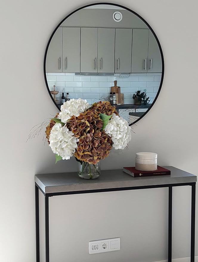 YalzoneMet 3 PCS Brown Hydrangea Artificial Flowers 21'' Real Touch Faux Latex - Image 3