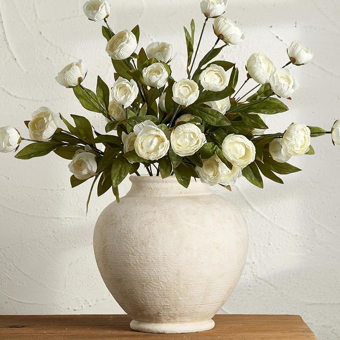 Ceramic Large Flower Vase, Rustic Farmhouse Vase Decorative Big Round Vases - Image 2