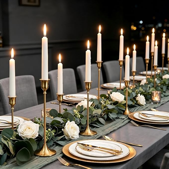 NUPTIO Gold Candlestick Holders Bulk: Solid Aluminum by Nuptio
