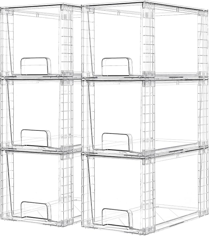 Vtopmart 6 Pack Large Stackable Storage Drawers | Easily Assemble Acrylic by Vtopmart