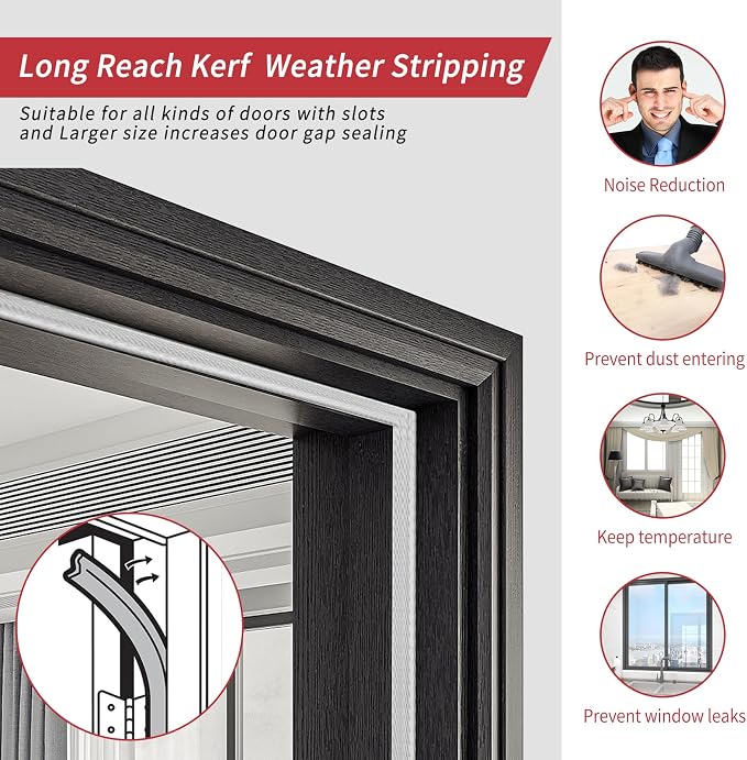 26 Feet Long Reach Weather Stripping Door Seal, Fingwerk V-Shaped Replacement - Image 3