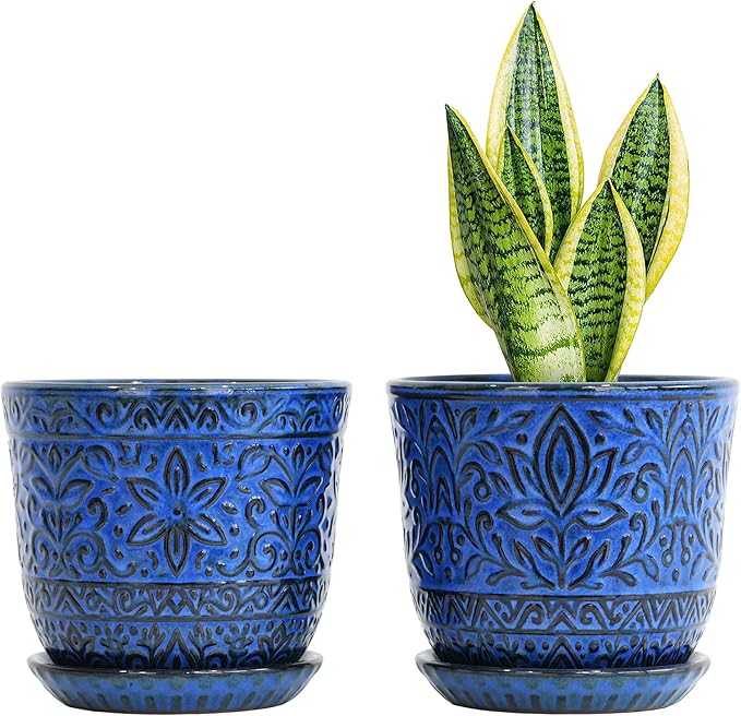Gepege Ceramic Plant Pots, 6 Inch Indoor Planters by Gepege