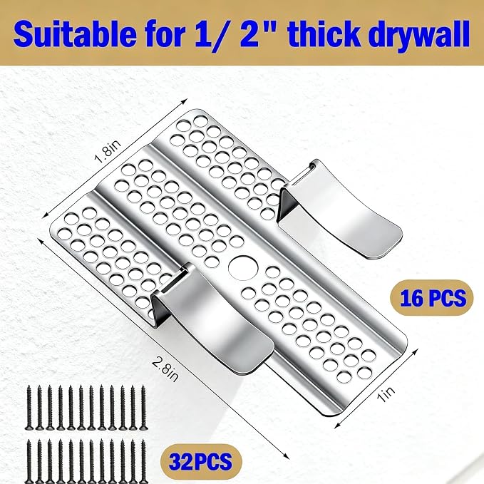 16 Pack Drywall Repair Clips, 1/2 inch Drywall Fastener Clip - Image 2