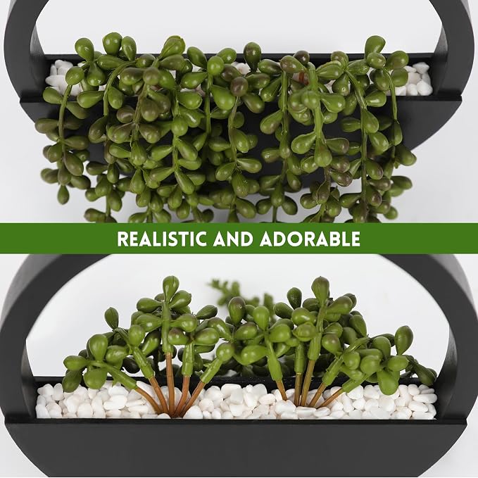 2pcs Artificial Succulents Hanging Plants 12.2'' Fake String of Pearls in Pot - Image 4