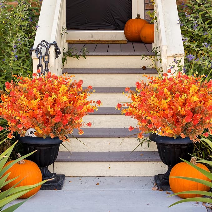 AGIRL Artificial Fall Flowers Fake Mums Outdoor, Faux Plant Porch Decor Home | - Image 5
